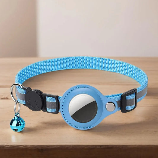 Apple AirTag Holder Reflective Cat Collar Breakaway Safety Buckle Waterproof Nylon Tracking Collar for Cats evlune