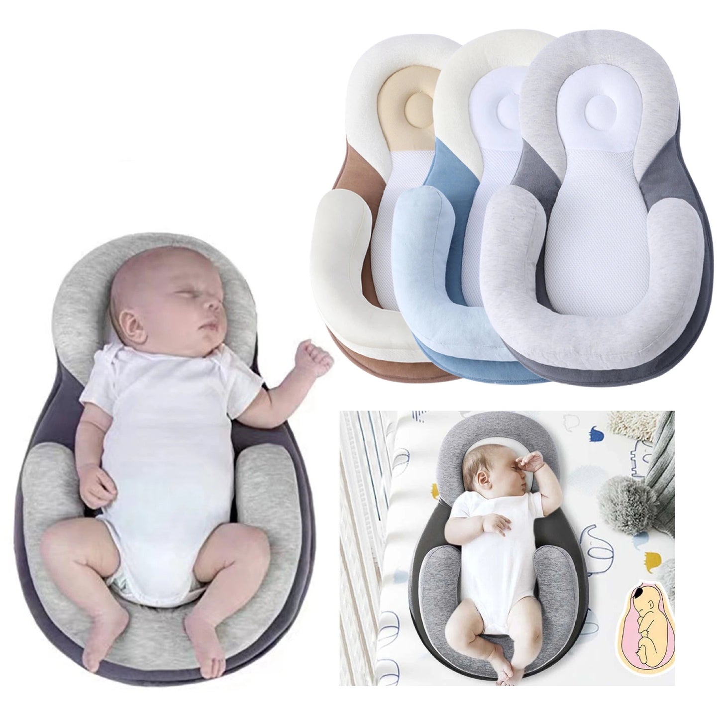 Baby Anti Rollover Sleeping Pillow Newborn Sleep Positioner evlune