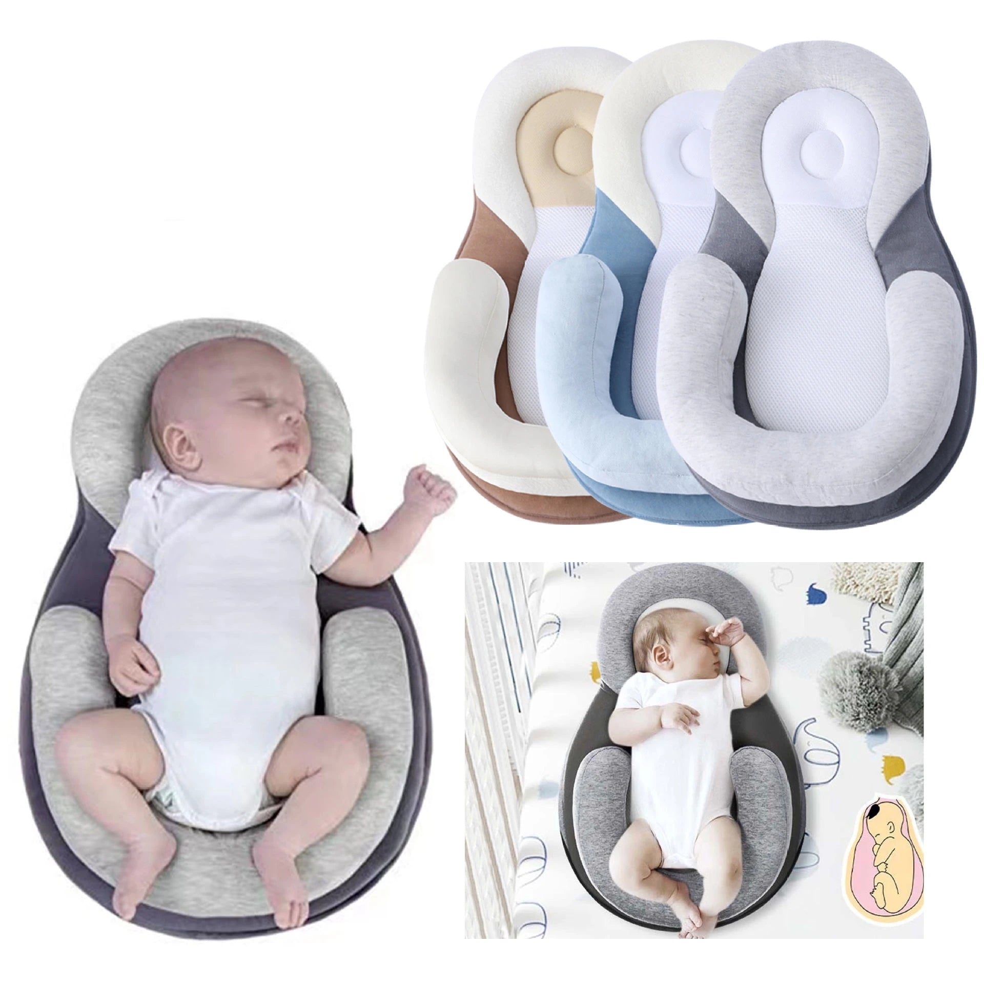 Baby Anti Rollover Sleeping Pillow Newborn Sleep Positioner evlune