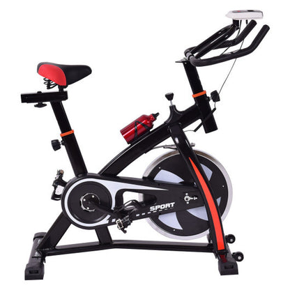 Black Indoor Cycling Bike Trainer Side View Adjustable Exercise Bike with Electronic Meter & Heart Rate Monitor
