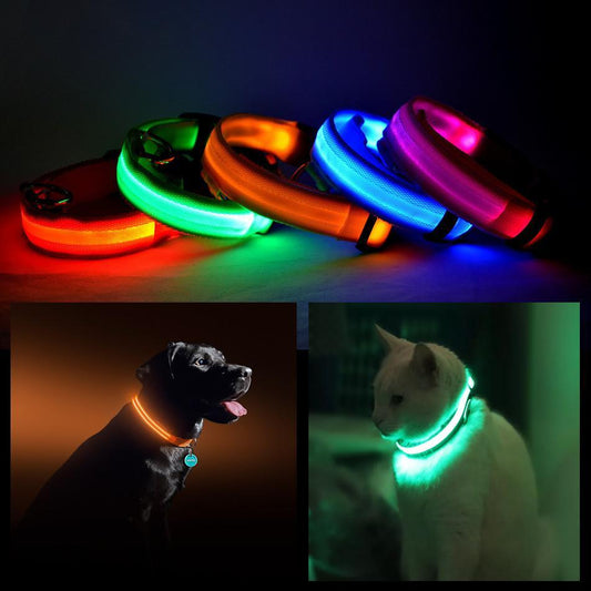 Blue LED Pet Safety Halo Collar Small Size Night Visibility Dog & Cat Collar with Flashing Light

