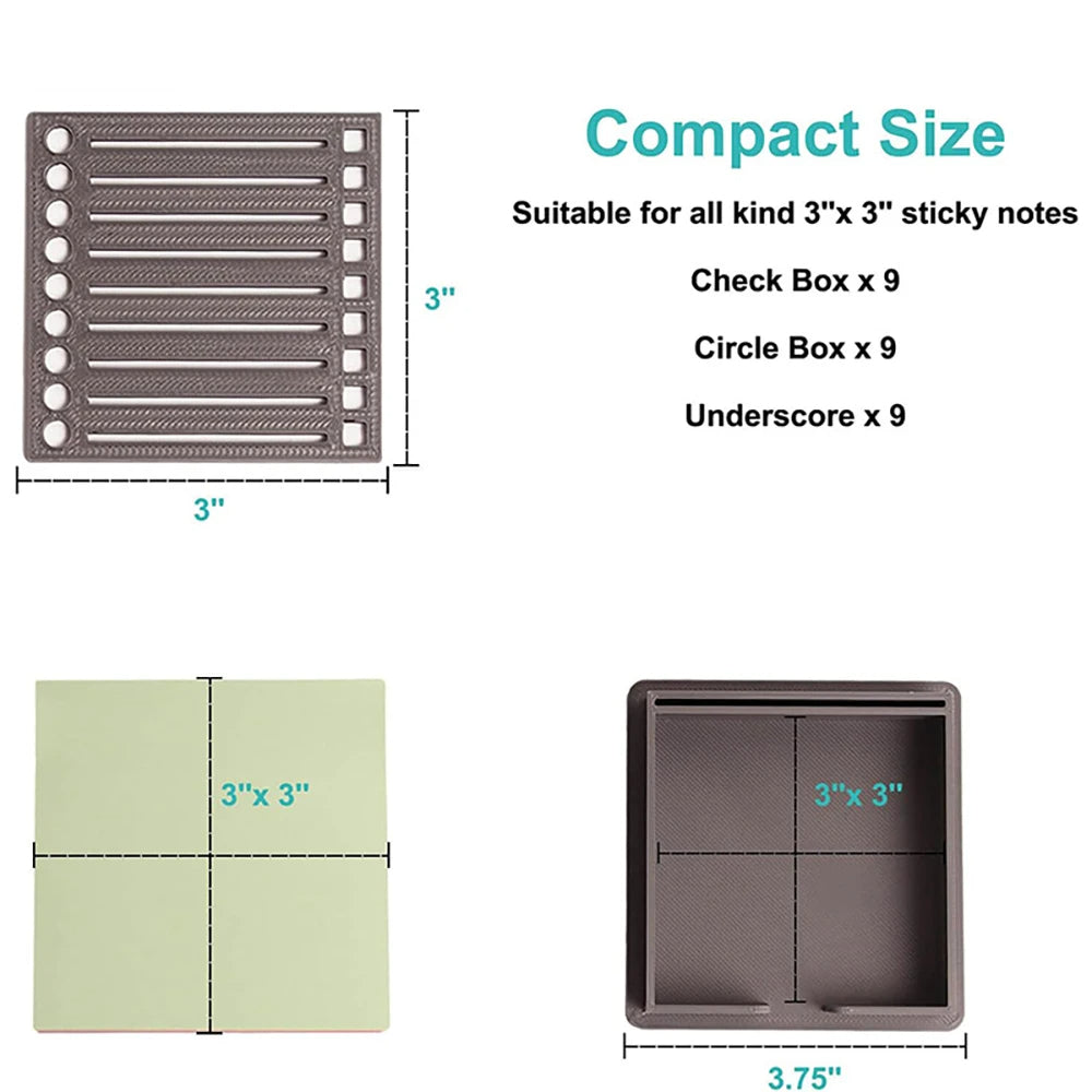 Built in Stencil Sticky Note Holder 3x3 Organizer Dispenser for Checklists evlune