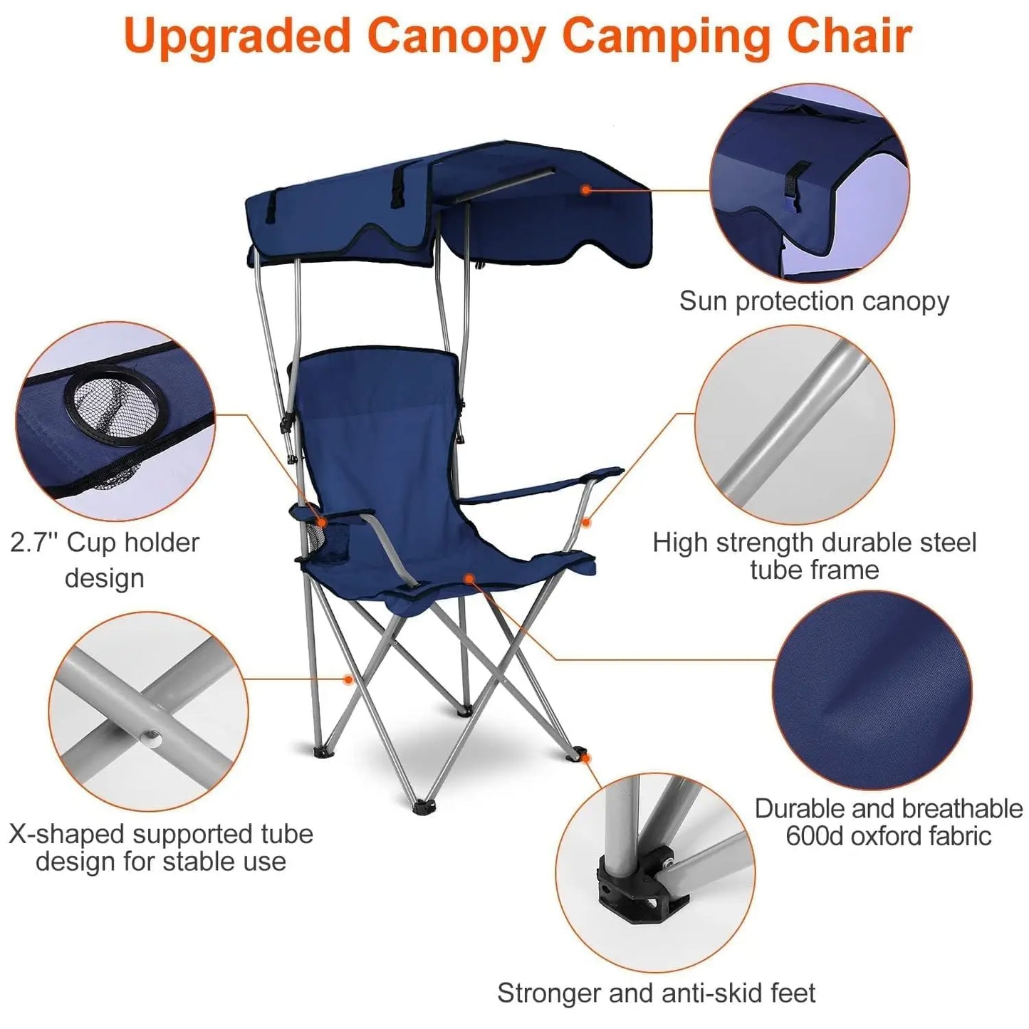 Camping Chair with Shade Canopy evlune