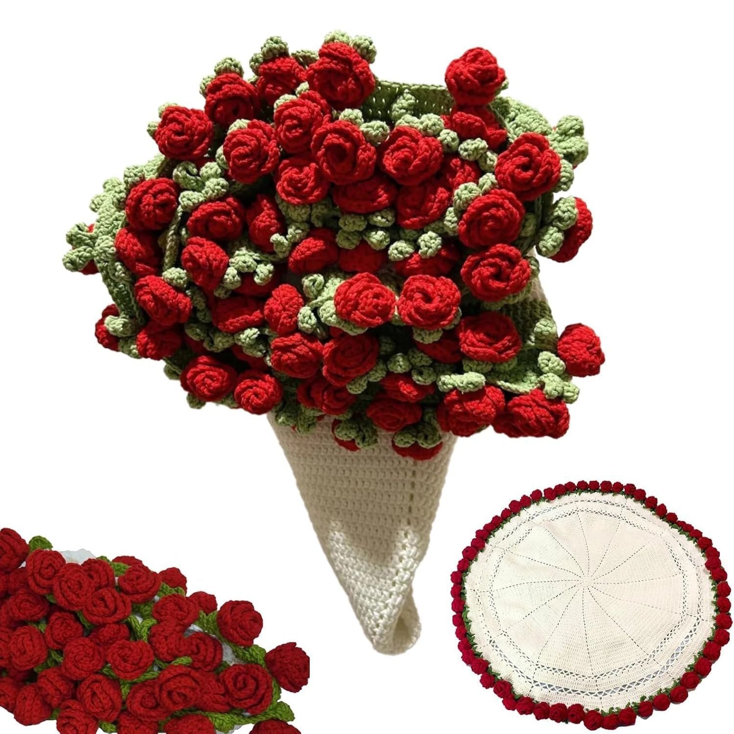 Crochet Rose Bouquet Blanket Handmade evlune