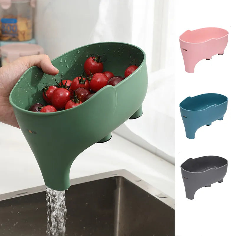 Cute Animal Design Kitchen Sink Strainer Food Grade Plastic Colander evlune