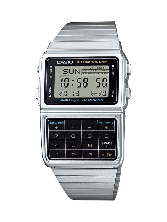 Casio Men's Stainless Steel 8-Digit Calculator Watch with Databank, Dual Time, and 5 Alarms
