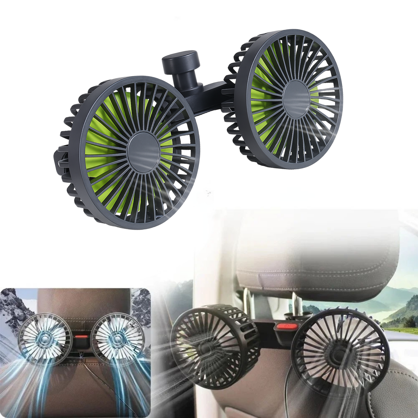 Dual Head Fan for Car Seats Cooling System evlune