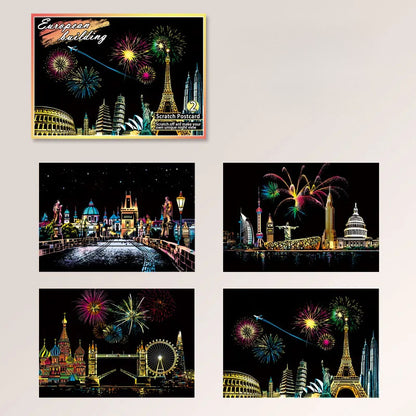 Educational Night Scene Scratch Art evlune