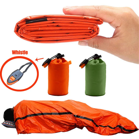 Emergency Thermal Sleeping Bag NASA Mylar Survival Bivvy evlune