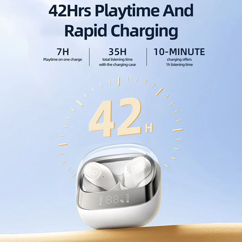 Wireless Bluetooth 5.3 Headphones with Digital Display - IPX4 Waterproof In-Ear Earbuds with Jerry Chip, 8+ Hour Battery Life (DB2)