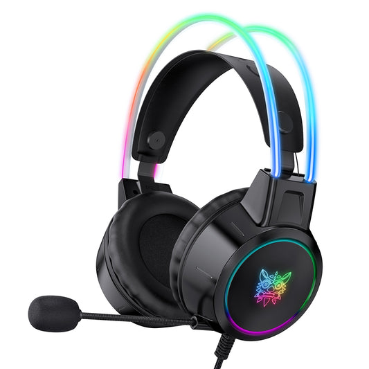 ONIKUMA X15 PRO RGB Gaming Headset with Noise Cancelling Microphone - Wired Surround Sound PC Gaming Headphones with Dynamic RGB Lighting for PC, PS4, Xbox, Battle Royale Games - Black
