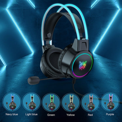 ONIKUMA X15 PRO RGB Gaming Headset with Noise Cancelling Microphone - Wired Surround Sound PC Gaming Headphones with Dynamic RGB Lighting for PC, PS4, Xbox, Battle Royale Games - Black