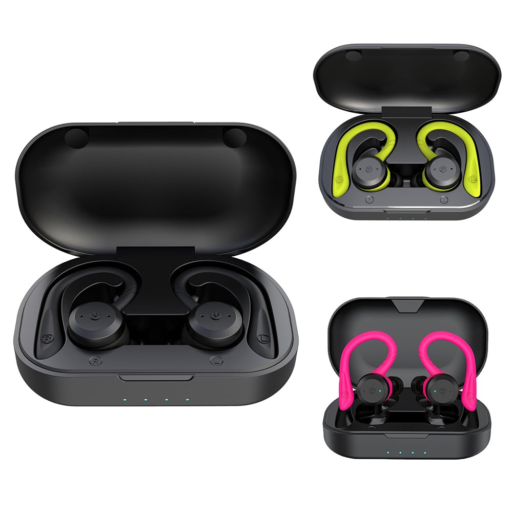 Bluetooth Headphones Ear Hook Stereo Noise Cancellation Music Earphones Waterproof Sports Headset Black