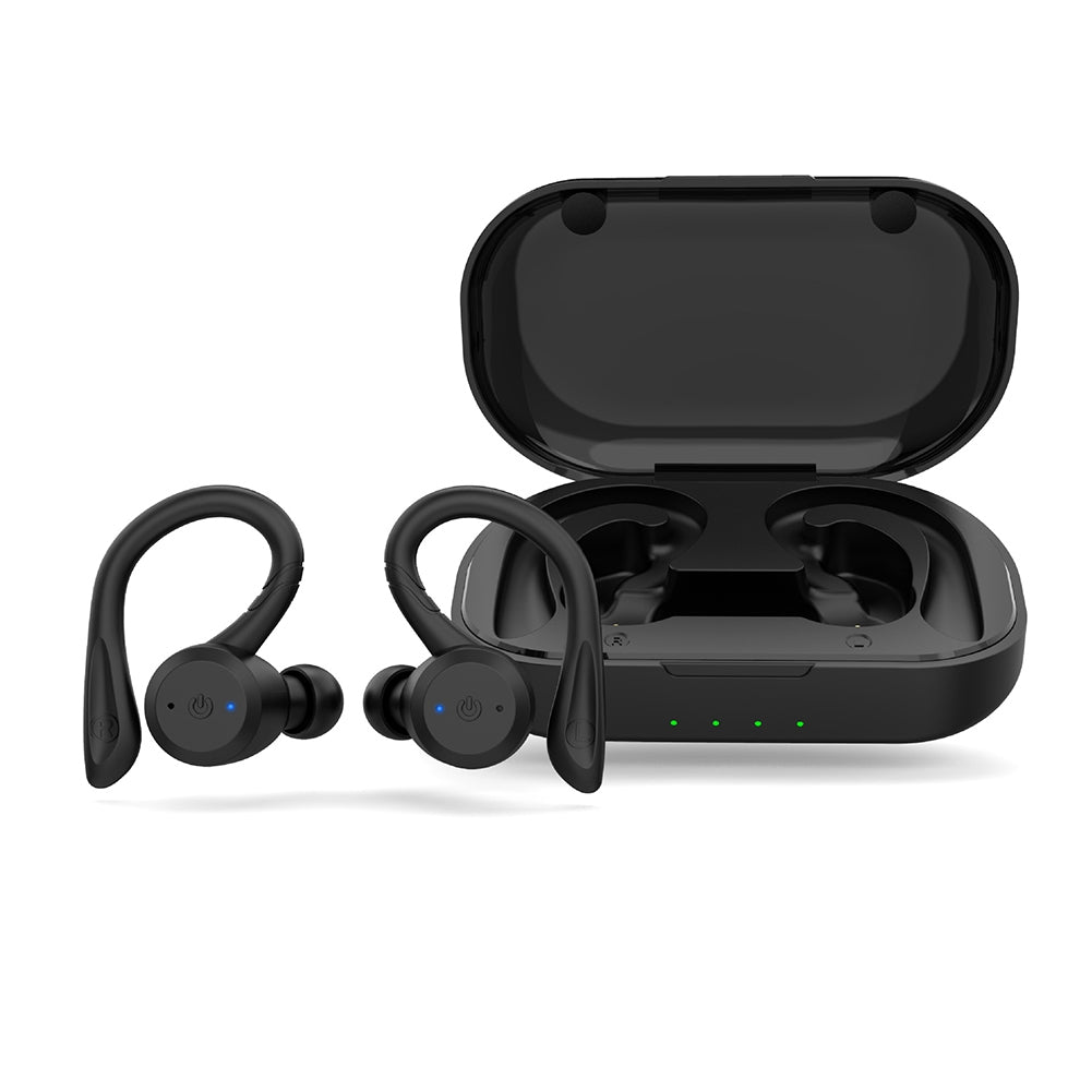 Bluetooth Headphones Ear Hook Stereo Noise Cancellation Music Earphones Waterproof Sports Headset Black