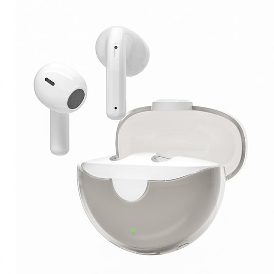 XY-90 Wireless Earbuds Bluetooth 5.3 with Transparent Charging Case | TWS True Wireless Earphones with HIFI Sound, Built-in Mic, Long Battery Life, IPX5 Waterproof, Touch Control for Sports, Work, Travel & Video Calls - White