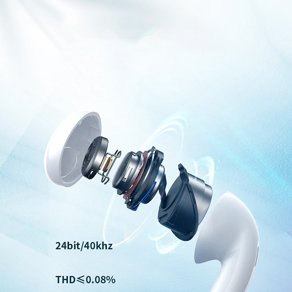 XY-90 Wireless Earbuds Bluetooth 5.3 with Transparent Charging Case | TWS True Wireless Earphones with HIFI Sound, Built-in Mic, Long Battery Life, IPX5 Waterproof, Touch Control for Sports, Work, Travel & Video Calls - White
