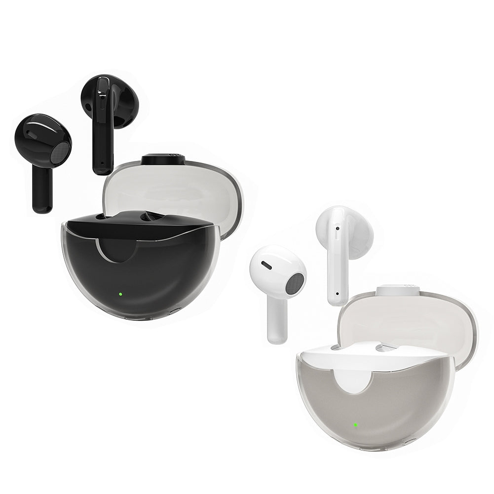 XY-90 Wireless Earbuds Bluetooth 5.3 with Transparent Charging Case | TWS True Wireless Earphones with HIFI Sound, Built-in Mic, Long Battery Life, IPX5 Waterproof, Touch Control for Sports, Work, Travel & Video Calls - White