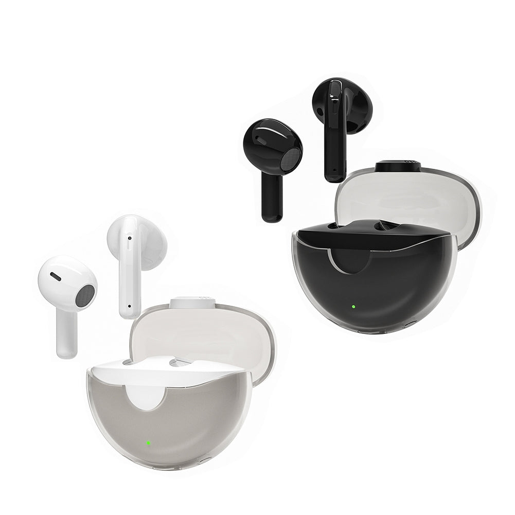 XY-90 Wireless Earbuds Bluetooth 5.3 with Transparent Charging Case | TWS True Wireless Earphones with HIFI Sound, Built-in Mic, Long Battery Life, IPX5 Waterproof, Touch Control for Sports, Work, Travel & Video Calls - White