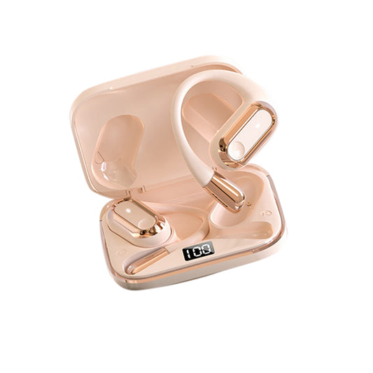 S108 Wireless Hanging Ear Gaming Earbuds with Bluetooth 5.4, IPX5 Waterproof, Power Display Charging Case - Yellow