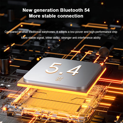 S108 Wireless Hanging Ear Gaming Earbuds with Bluetooth 5.4, IPX5 Waterproof, Power Display Charging Case - Yellow