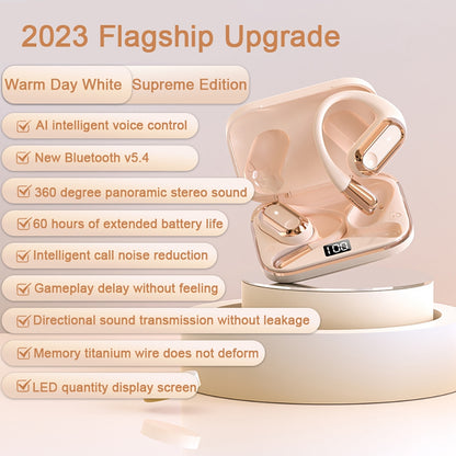 S108 Wireless Hanging Ear Gaming Earbuds with Bluetooth 5.4, IPX5 Waterproof, Power Display Charging Case - Yellow