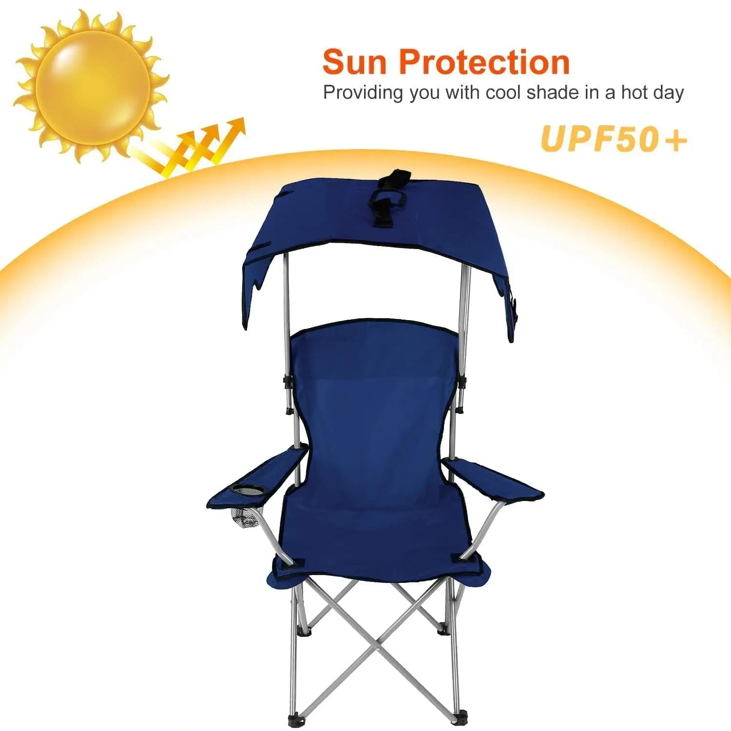 Foldable Camping Chair with UV Protection Canopy evlune