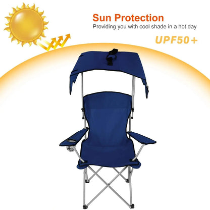 Foldable Camping Chair with UV Protection Canopy evlune