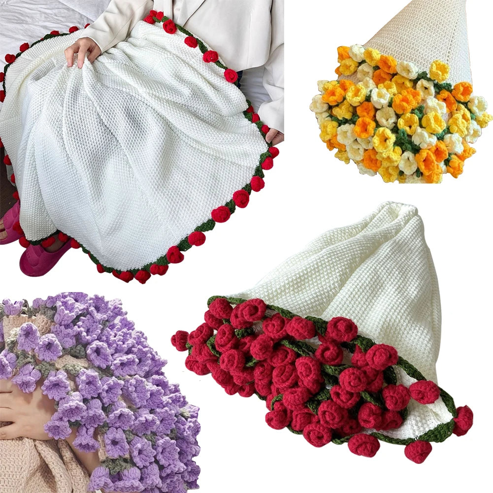 Handmade Crochet Rose Blanket evlune