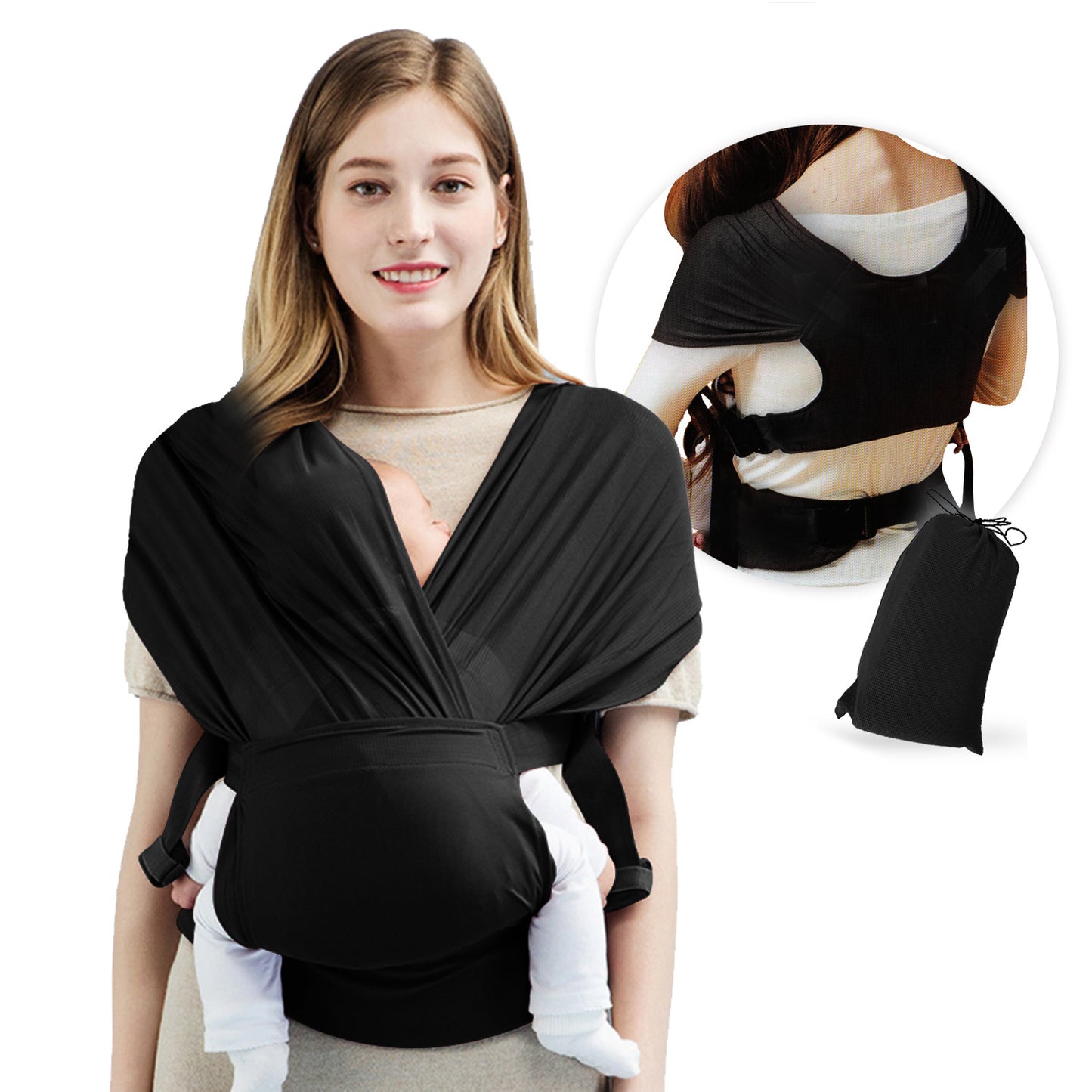 Hip Healthy Babywearing Baby Sling Wrap Stretchy Carrier evlune