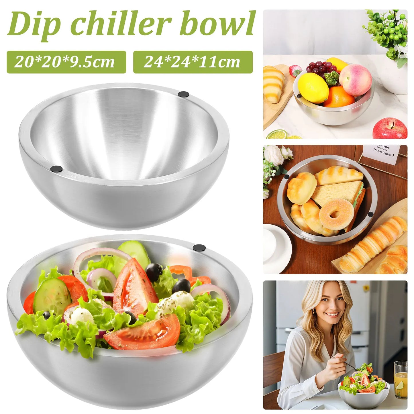 Large Stainless Steel Cooling Bowl For Salads