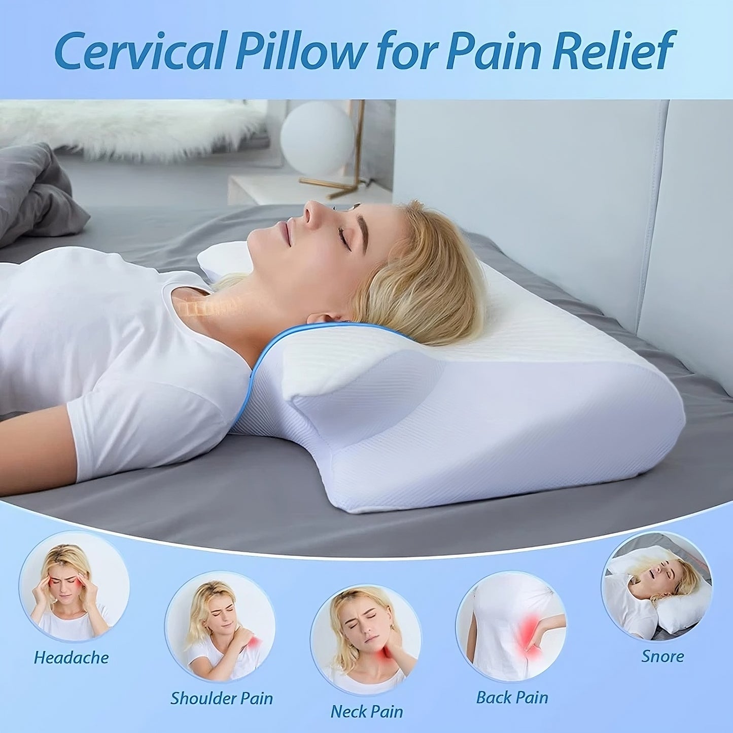 Memory Foam Cervical Pillow Pain Relief evlune
