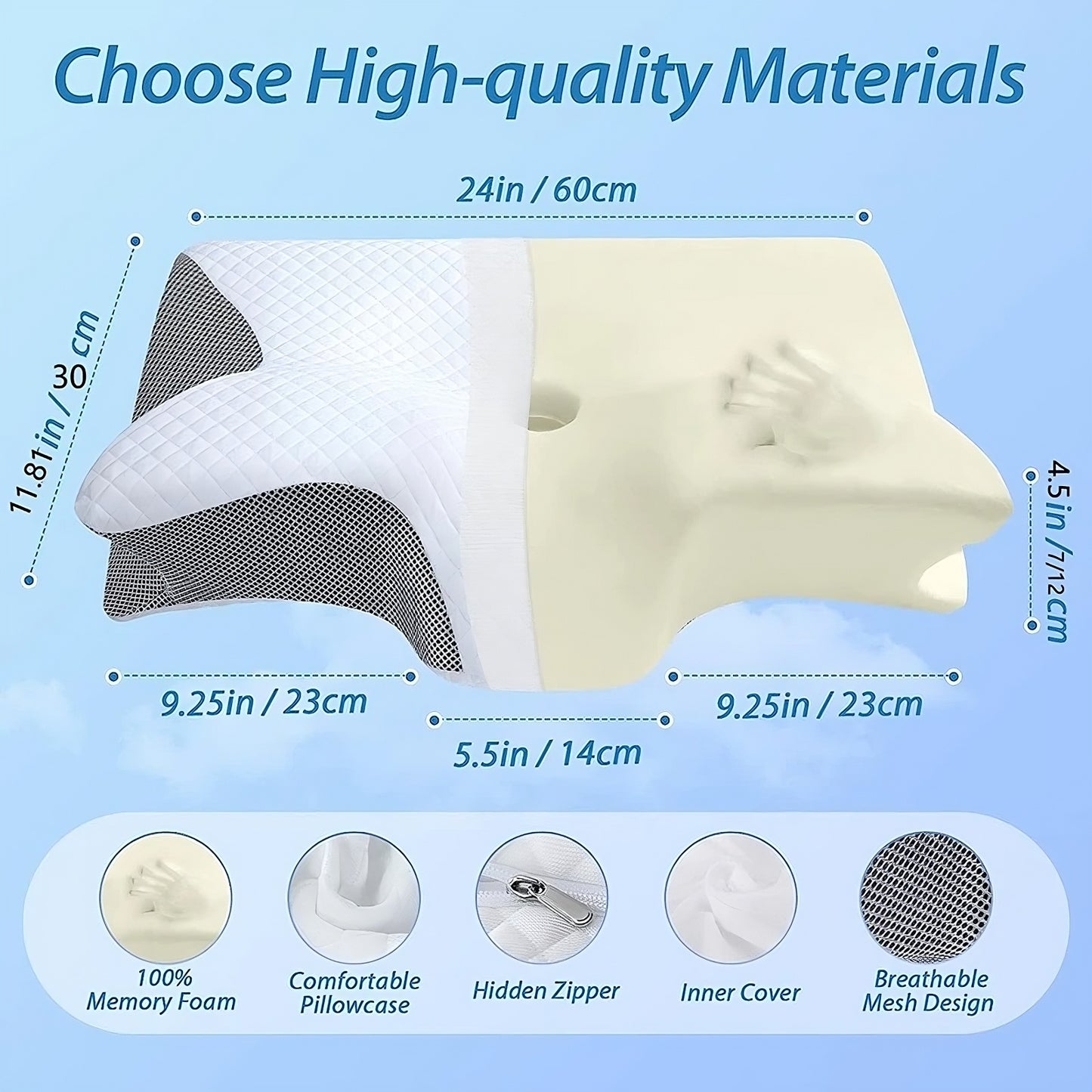  Neck Support Memory Foam Cervical Pillow evlune
