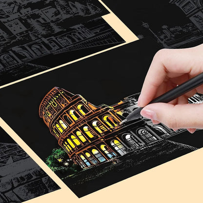 Night Scene Scratch Paper Art evlune