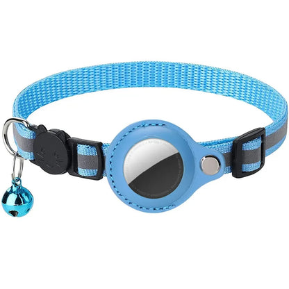 Nylon Collar Reflective Cat Collar with Apple AirTag Holder Breakaway Safety Buckle Waterproof Tracking for Cats evlune