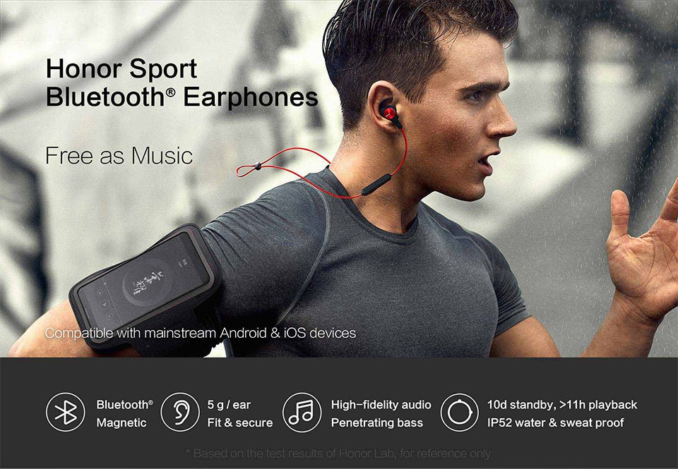 Original HUAWEI Honor XSport AM61 Bluetooth 4.1 Wireless Sports Earbuds with Mic - IPX5 Sweatproof In-Ear Headphones (Red)