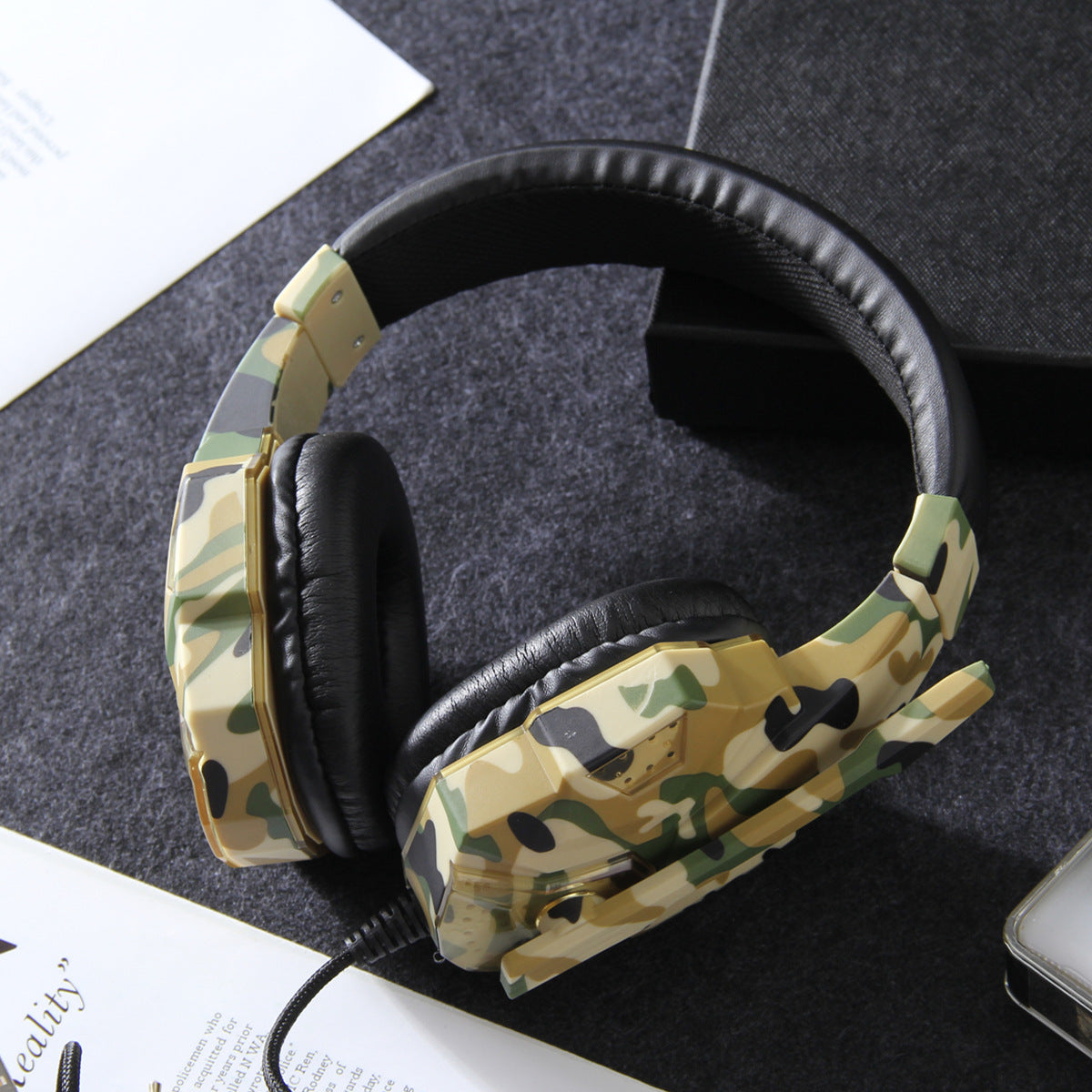 Earphone Gaming Headset Camouflage Headphones with Microphone for PC Laptop Camouflage Blue PS4 Edition