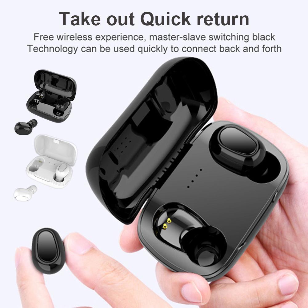 L21 True HIFI Wireless Bluetooth 5.0 Earbuds Sport Twins Stereo Headset with Portable Charging Case - White