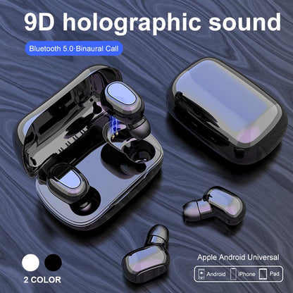 L21 True HIFI Wireless Bluetooth 5.0 Earbuds Sport Twins Stereo Headset with Portable Charging Case - White