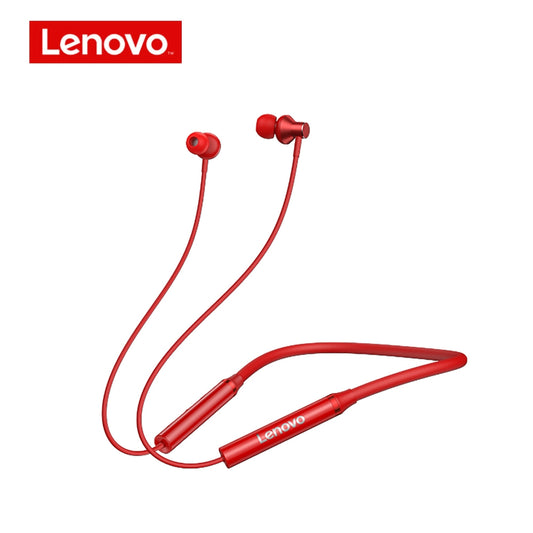 Original LENOVO HE05PRO Neckband Wireless Bluetooth 5.0 Earphones with CVC Noise Cancelling Mic, IPX5 Sport Waterproof, Magnetic Design, Long Battery Life - Red