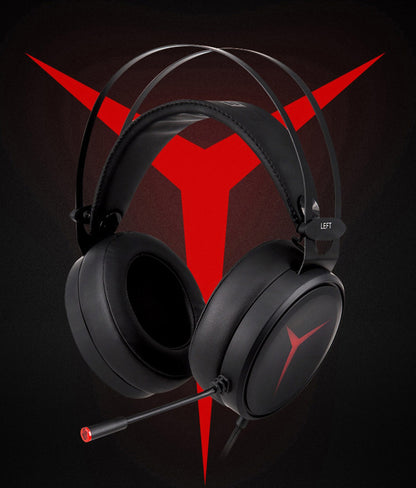 Original LENOVO Savior Y360 Wired Gaming Headset with 7.1 Surround Sound, 50mm Drivers, Noise-Cancelling Microphone, Over-Ear Design for PC/Desktop Gaming - Black