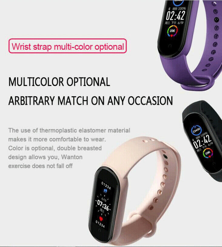 M5 Color Screen Fitness Tracker Smart Watch - IP67 Waterproof Sports Bracelet with Heart Rate Monitor, Pedometer, and Sleep Tracker for Android & iOS (Black)
