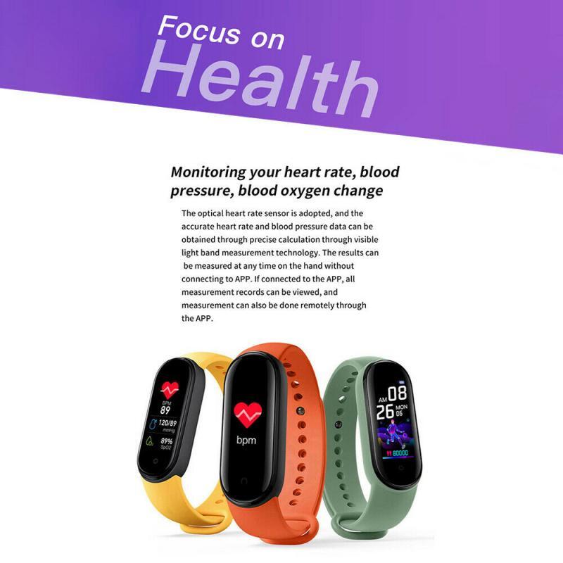 M5 Color Screen Fitness Tracker Smart Watch - IP67 Waterproof Sports Bracelet with Heart Rate Monitor, Pedometer, and Sleep Tracker for Android & iOS (Black)