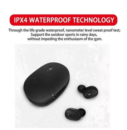 A6s TWS Bluetooth 5.0 Wireless Earbuds for Xiaomi Redmi - Noise Cancelling In-Ear Headphones with Microphone, Hands-Free Stereo Earphones, Universal Compatible Black Earbuds