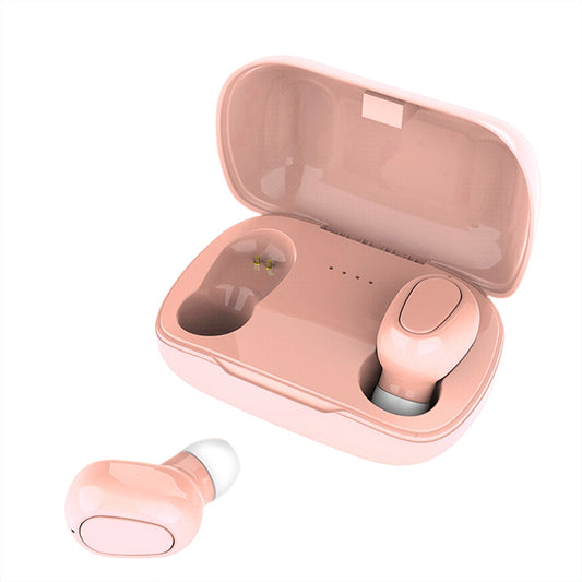 L21 Bluetooth 5.0 TWS Wireless Earbuds In-Ear 3D Stereo Surround Sound Earphones with 350mAh Charging Case Sweat-Proof Design (Pink)