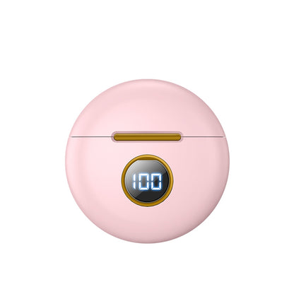 J88 Bluetooth 5.1 Wireless Earbuds with LED Display - Ergonomic 45° L-Type TWS In-Ear Sports Headphones with HiFi Sound, Noise Reduction, and Long Battery Life (Pink)
