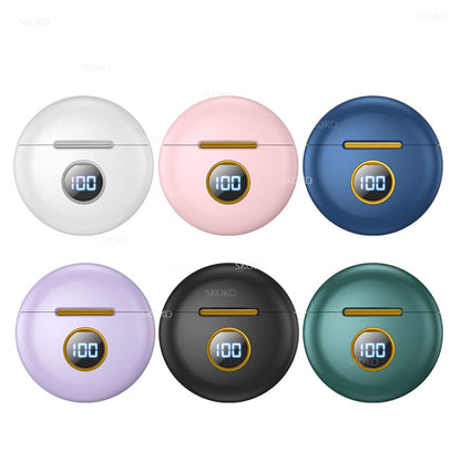 J88 Bluetooth 5.1 Wireless Earbuds with LED Display - Ergonomic 45° L-Type TWS In-Ear Sports Headphones with HiFi Sound, Noise Reduction, and Long Battery Life (Pink)