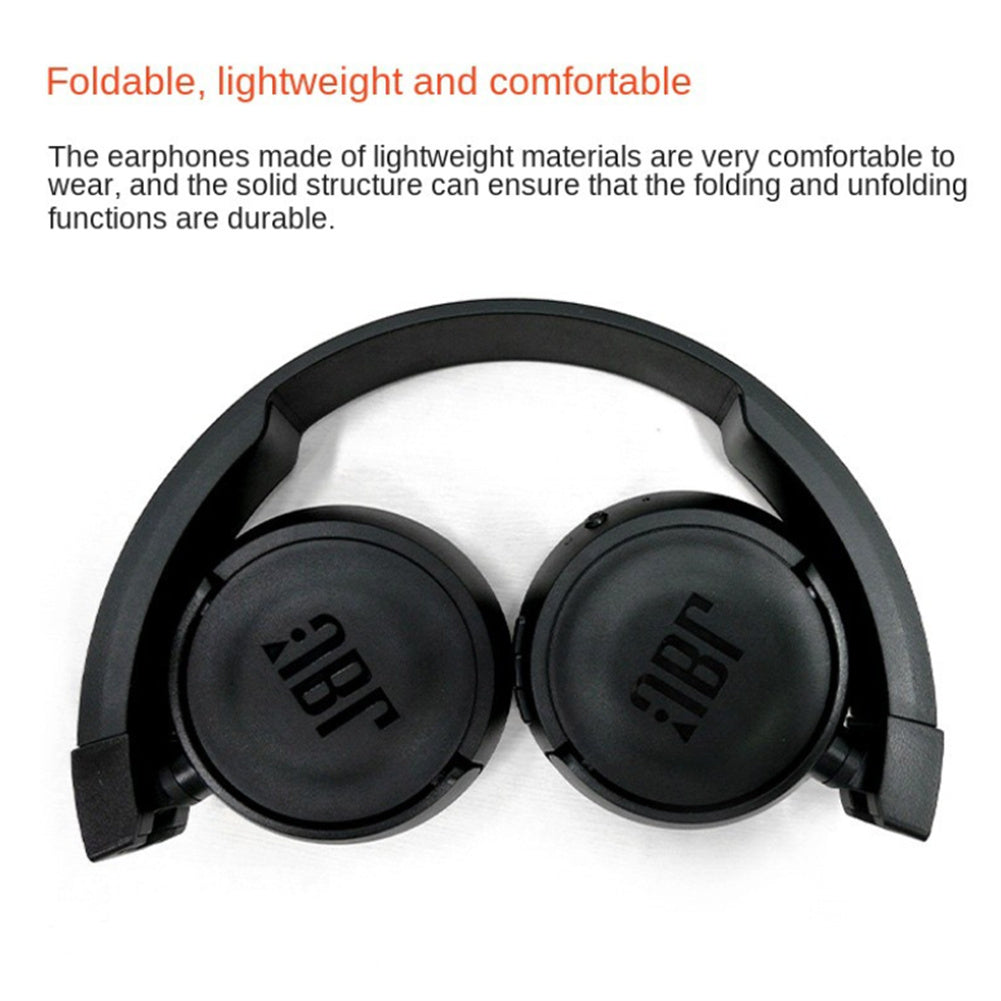 T450BT Wireless Bluetooth Headphones Foldable In-ear Bass Headset with Mic Noise Cancelling Black