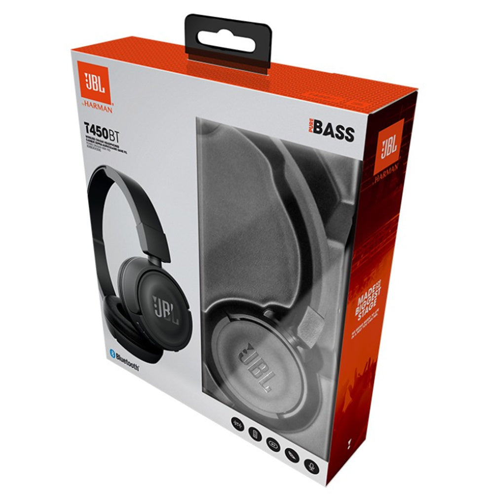 T450BT Wireless Bluetooth Headphones Foldable In-ear Bass Headset with Mic Noise Cancelling Black