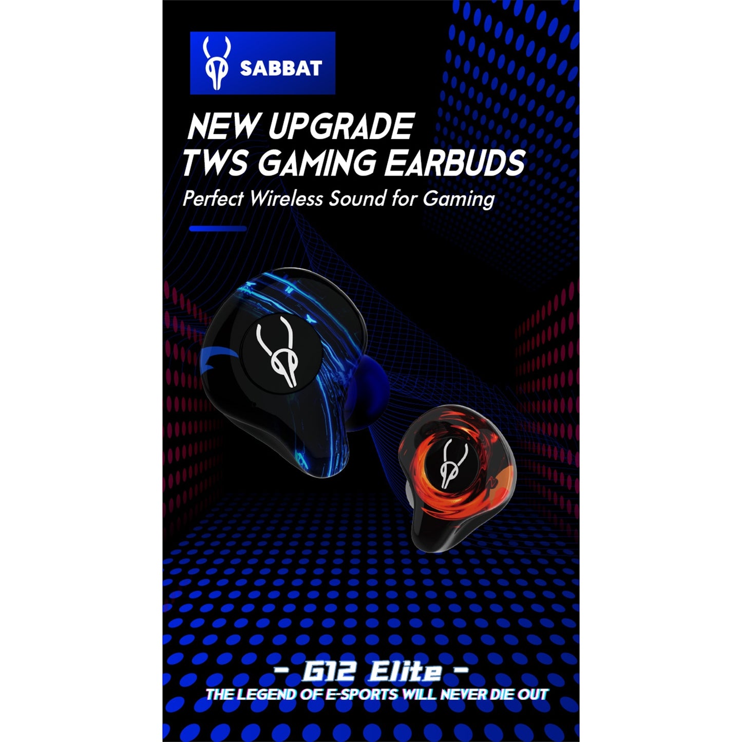 Sabbat G12 Elite True Wireless Earbuds Bluetooth 5.2 Gaming Headphones with Noise Reduction - Low Latency Sport Earphones in Yellow