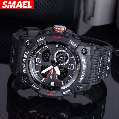 SMAEL Luxury Men's Sports Watch - LED Digital Quartz Waterproof Watch with 5ATM Water Resistance, Shockproof & Multifunction Features